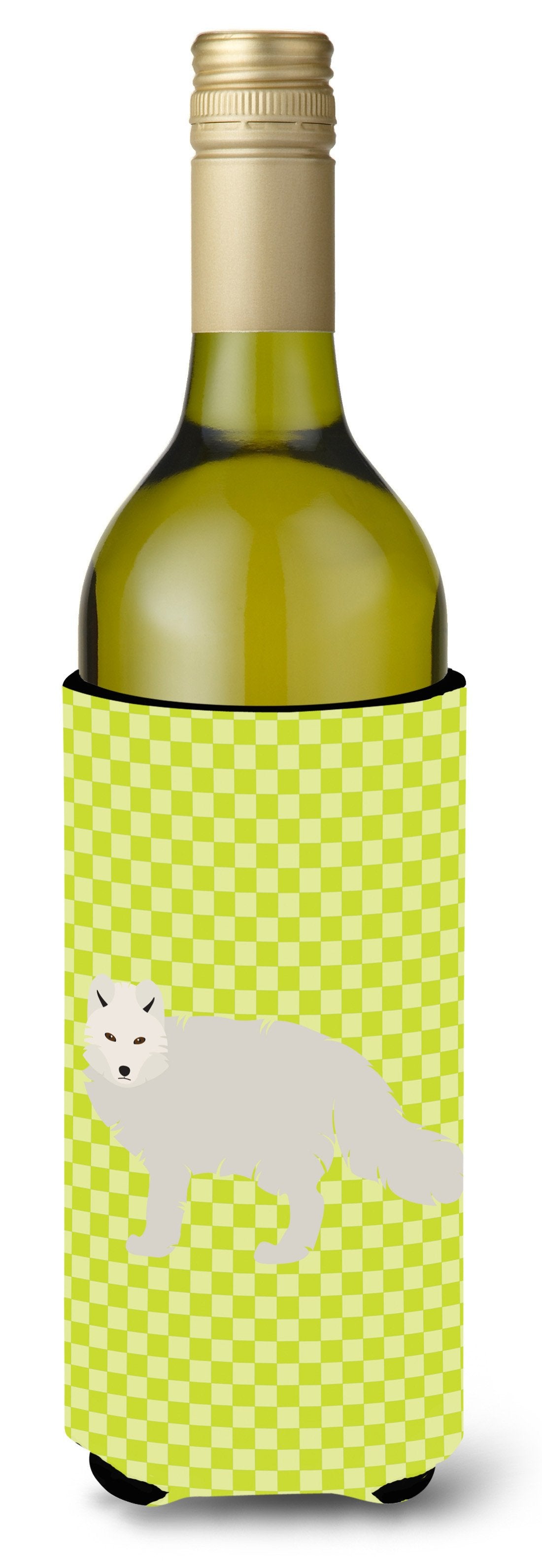 White Arctic Fox Green Wine Bottle Beverge Insulator Hugger BB7703LITERK by Caroline&#39;s Treasures
