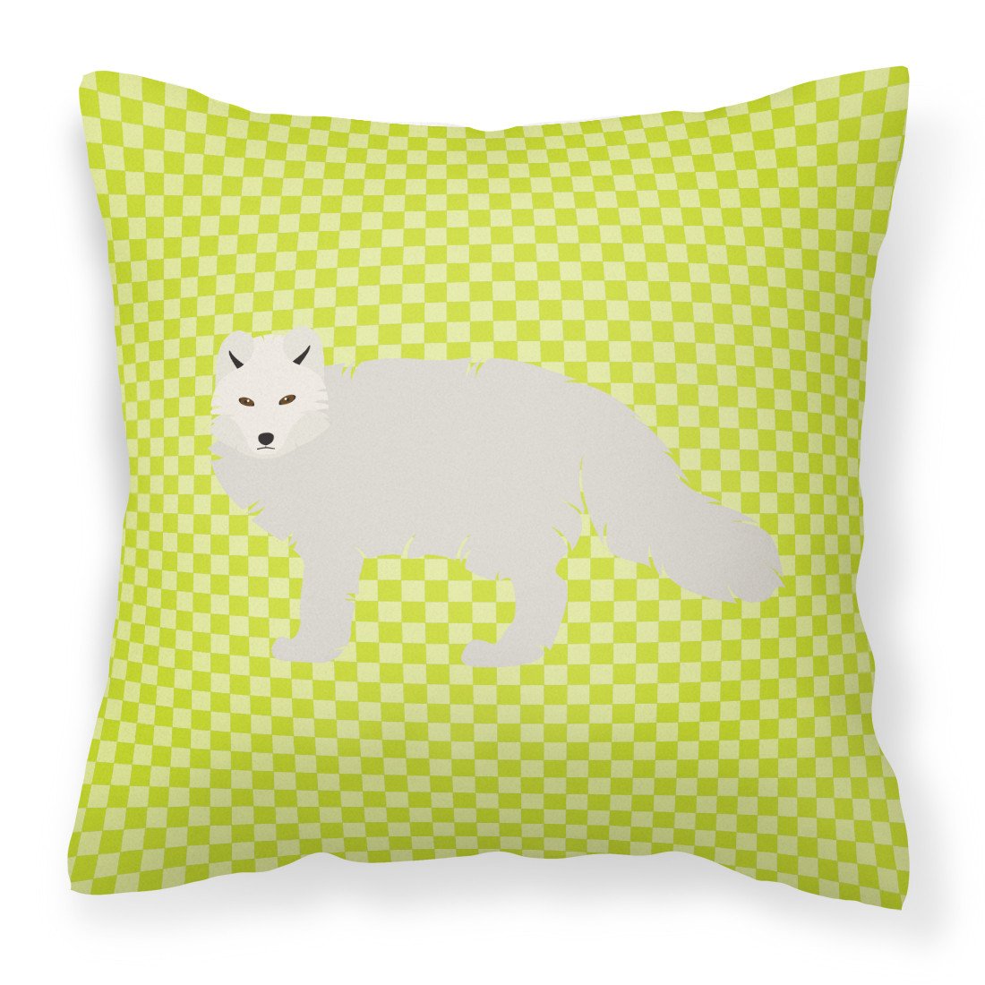 White Arctic Fox Green Fabric Decorative Pillow BB7703PW1818 by Caroline&#39;s Treasures
