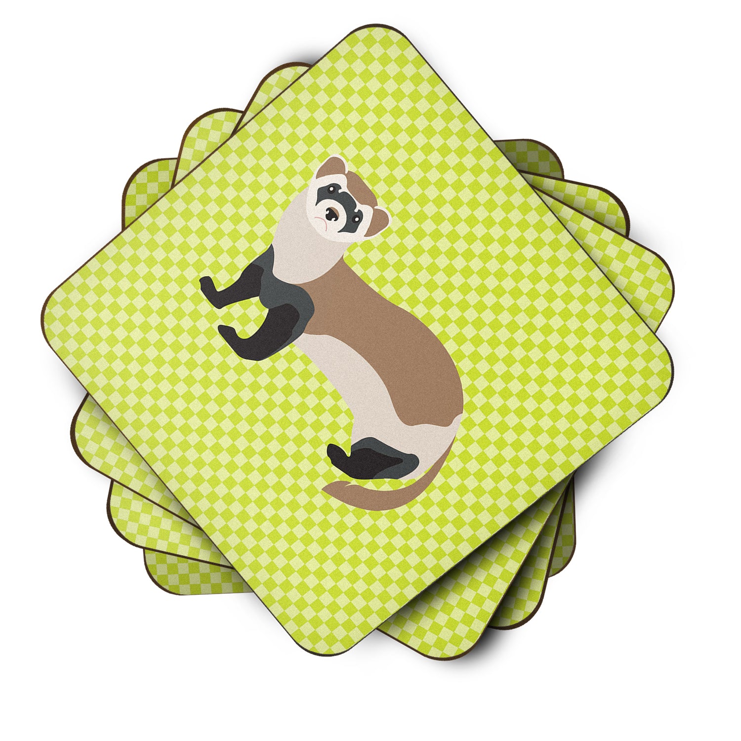 Caroline's Treasures Ferret Green Foam Coaster BB7704FC