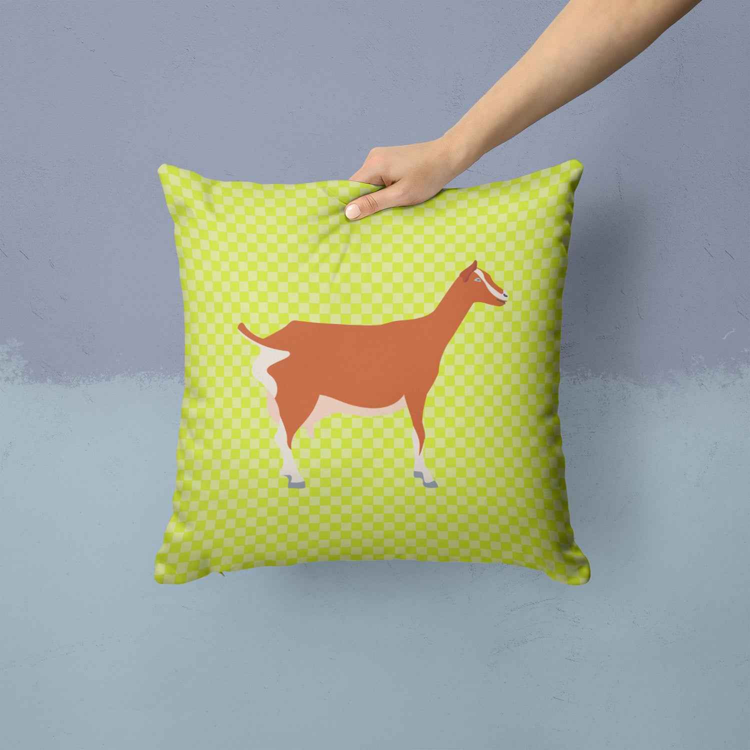 Toggenburger Goat Green Fabric Decorative Pillow BB7707PW1414 - the-store.com