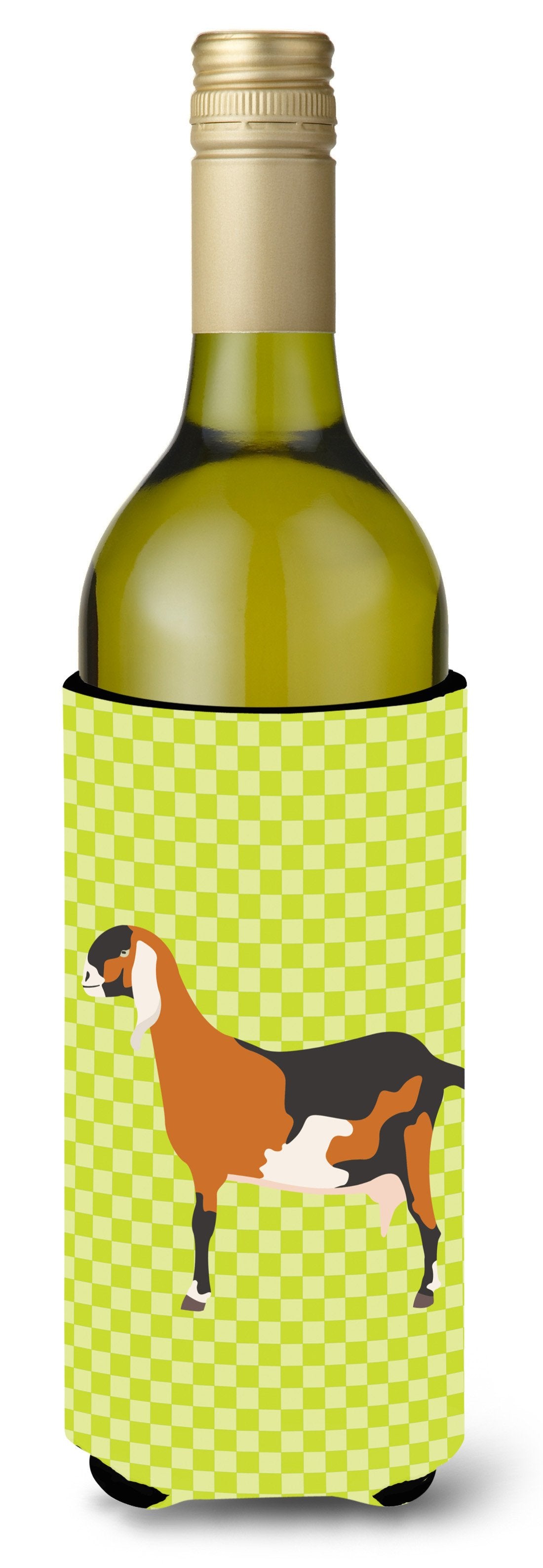 Anglo-nubian Nubian Goat Green Wine Bottle Beverge Insulator Hugger BB7709LITERK by Caroline&#39;s Treasures