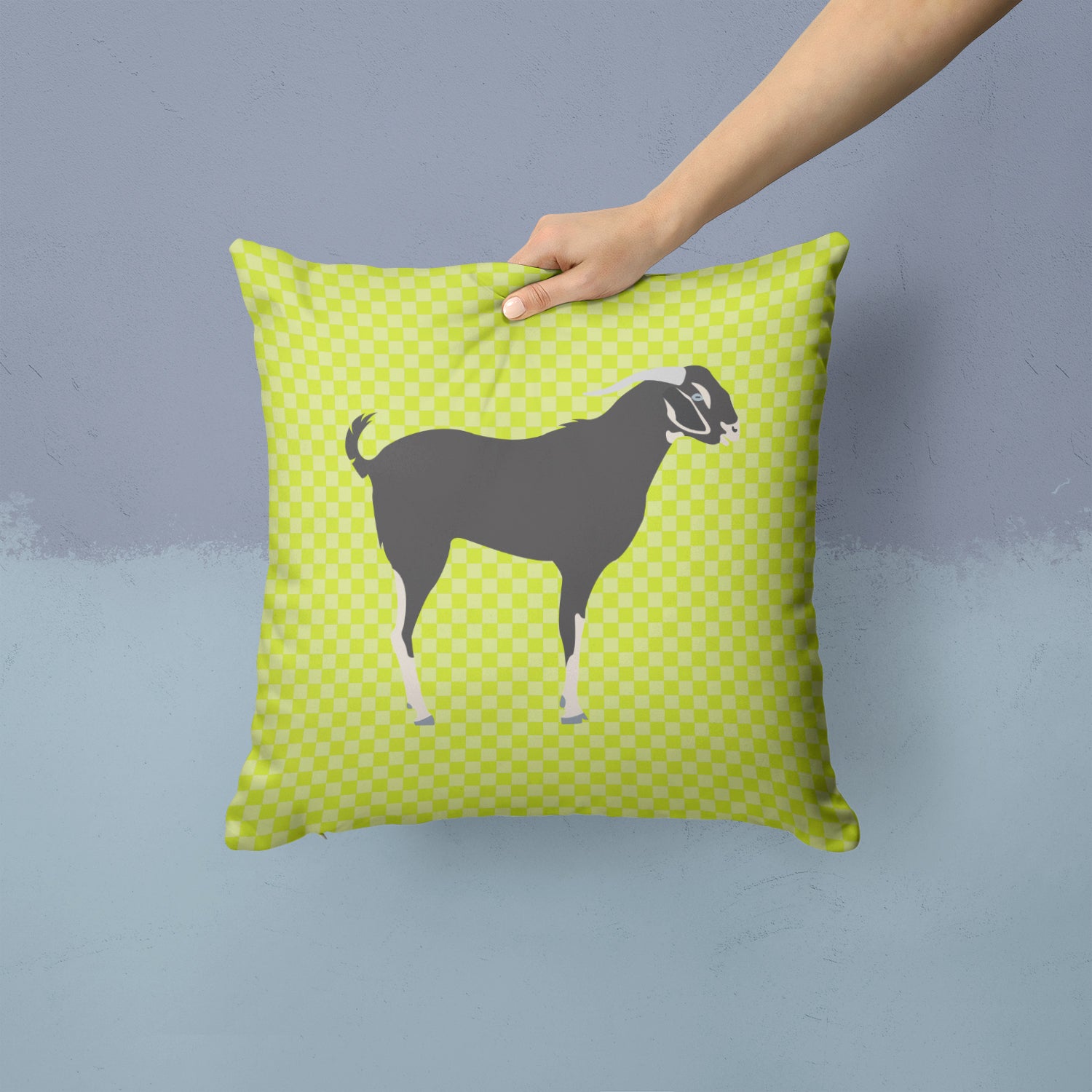 Black Bengal Goat Green Fabric Decorative Pillow BB7710PW1414 - the-store.com