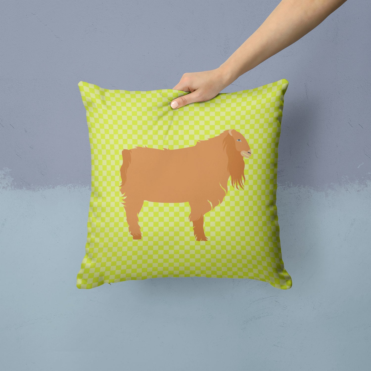 American Lamancha Goat Green Fabric Decorative Pillow BB7711PW1414 - the-store.com