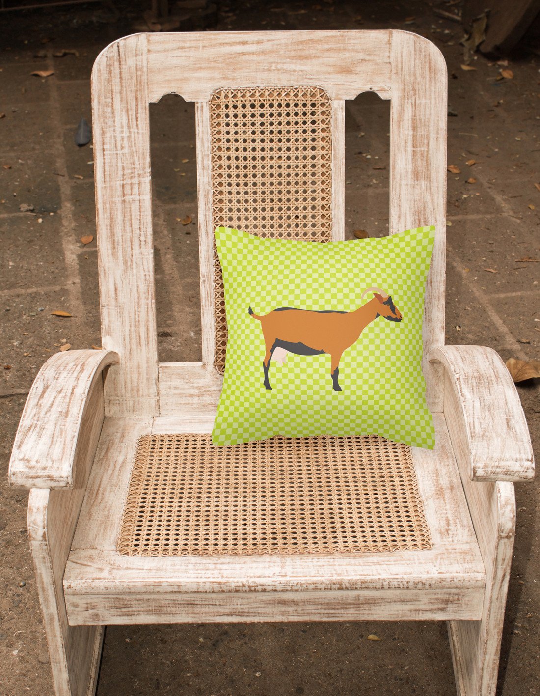 Oberhasli Goat Green Fabric Decorative Pillow BB7714PW1818 by Caroline's Treasures