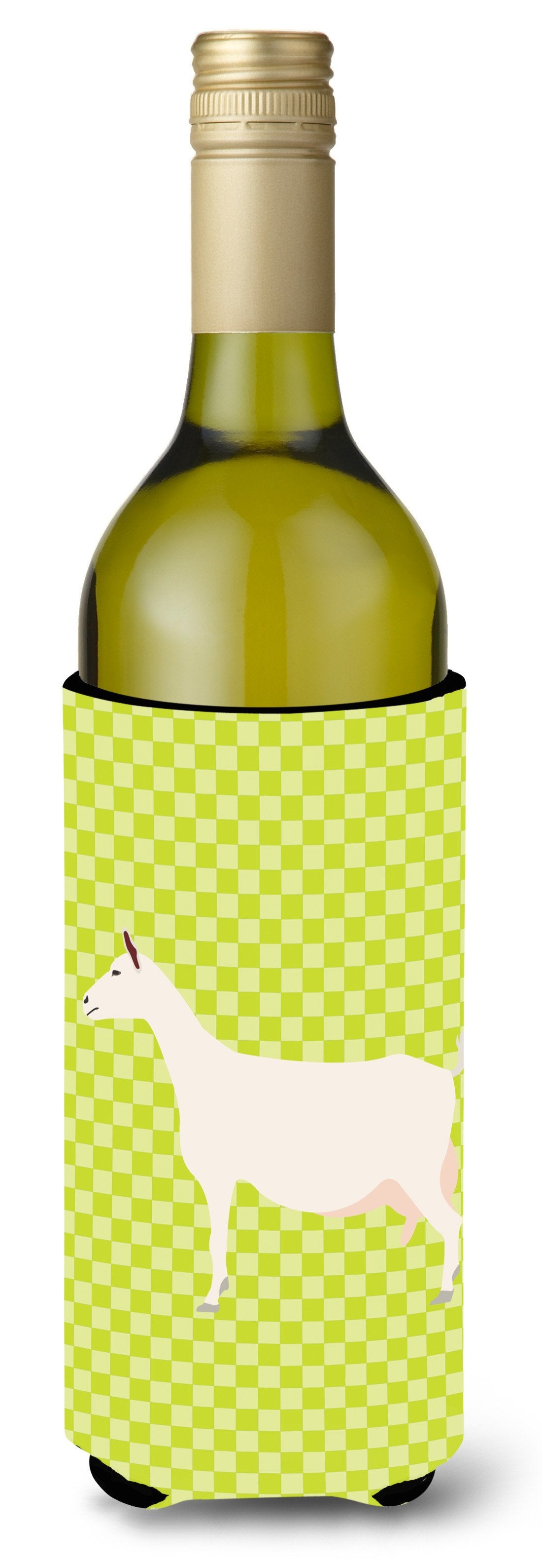 Saanen Goat Green Wine Bottle Beverge Insulator Hugger BB7715LITERK by Caroline&#39;s Treasures