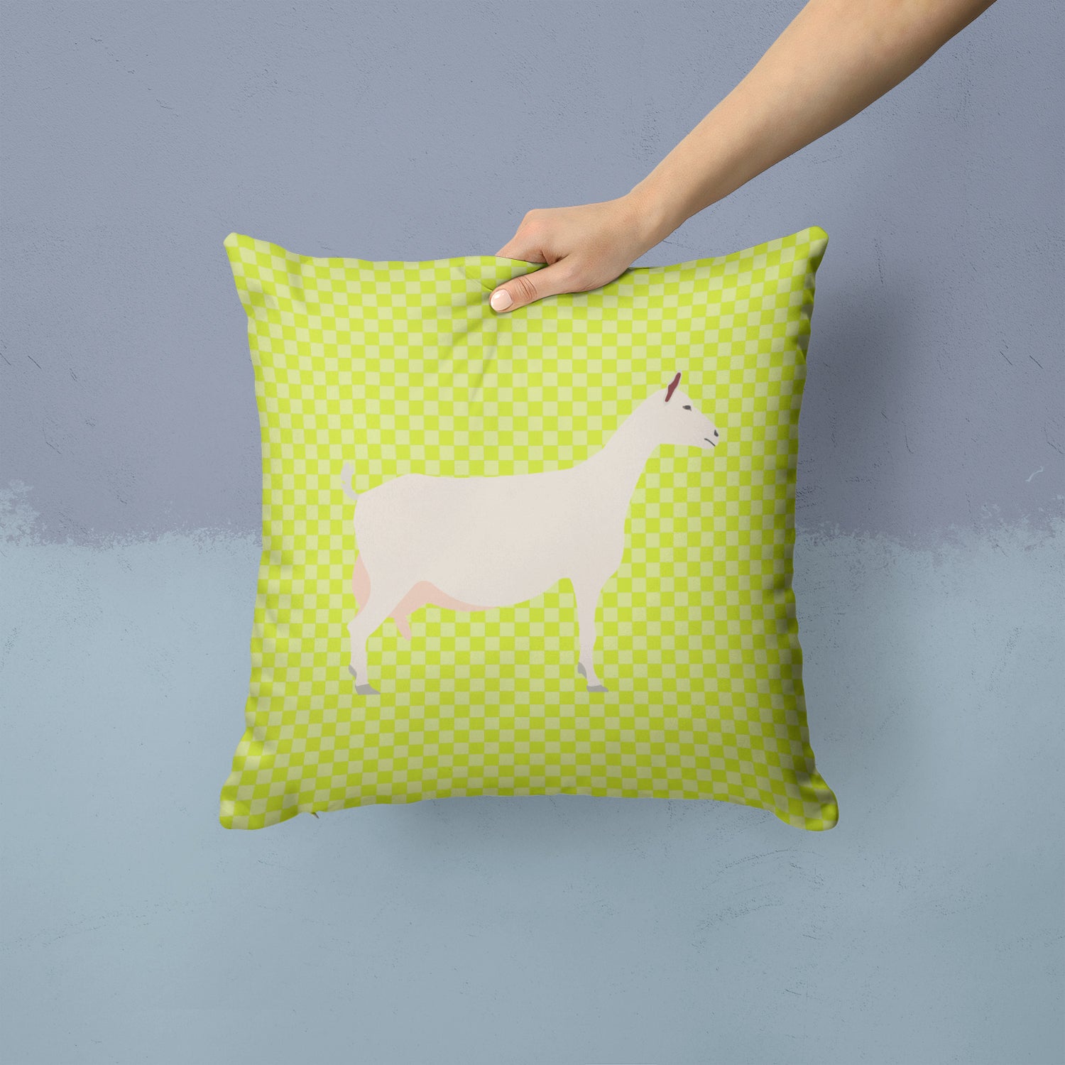 Saanen Goat Green Fabric Decorative Pillow BB7715PW1414 - the-store.com