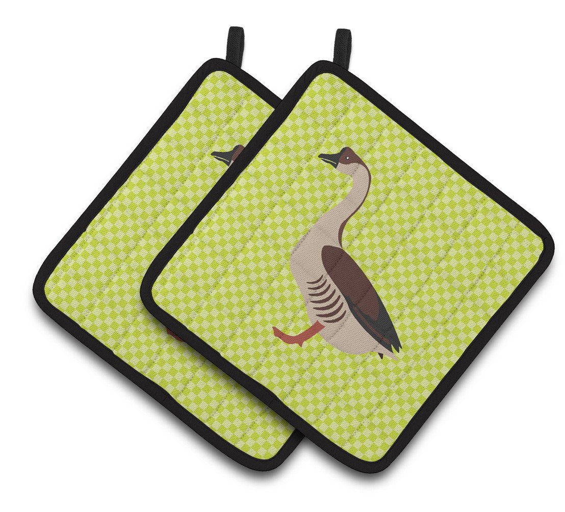 Chinese Goose Green Pair of Pot Holders BB7722PTHD by Caroline&#39;s Treasures