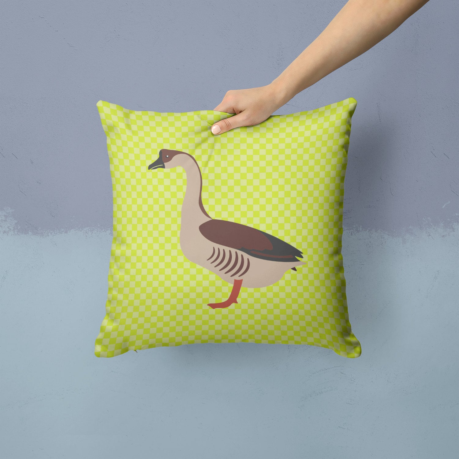 Chinese Goose Green Fabric Decorative Pillow BB7722PW1414 - the-store.com