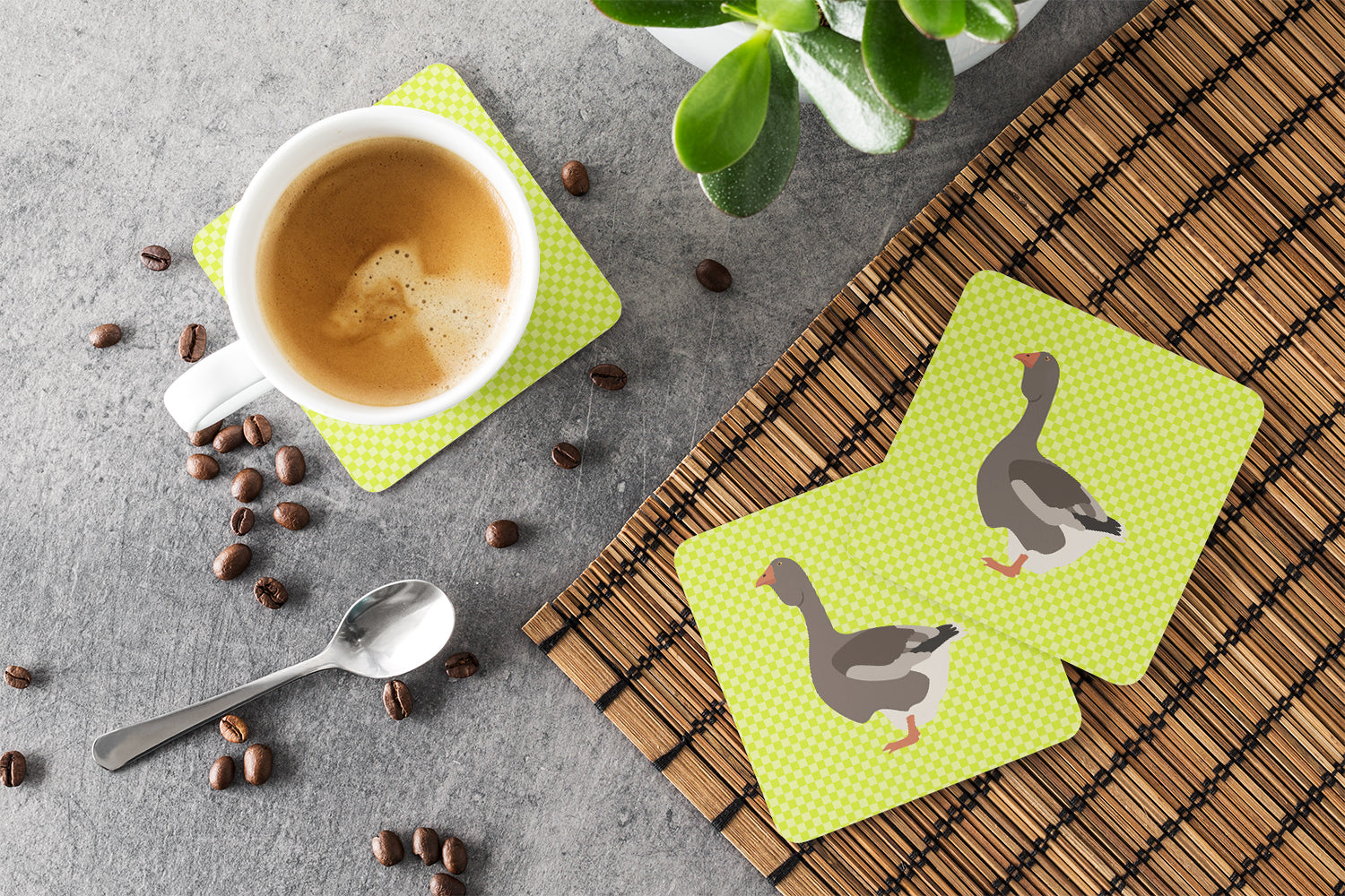 Toulouse Goose Green Foam Coaster Set of 4 BB7723FC - the-store.com