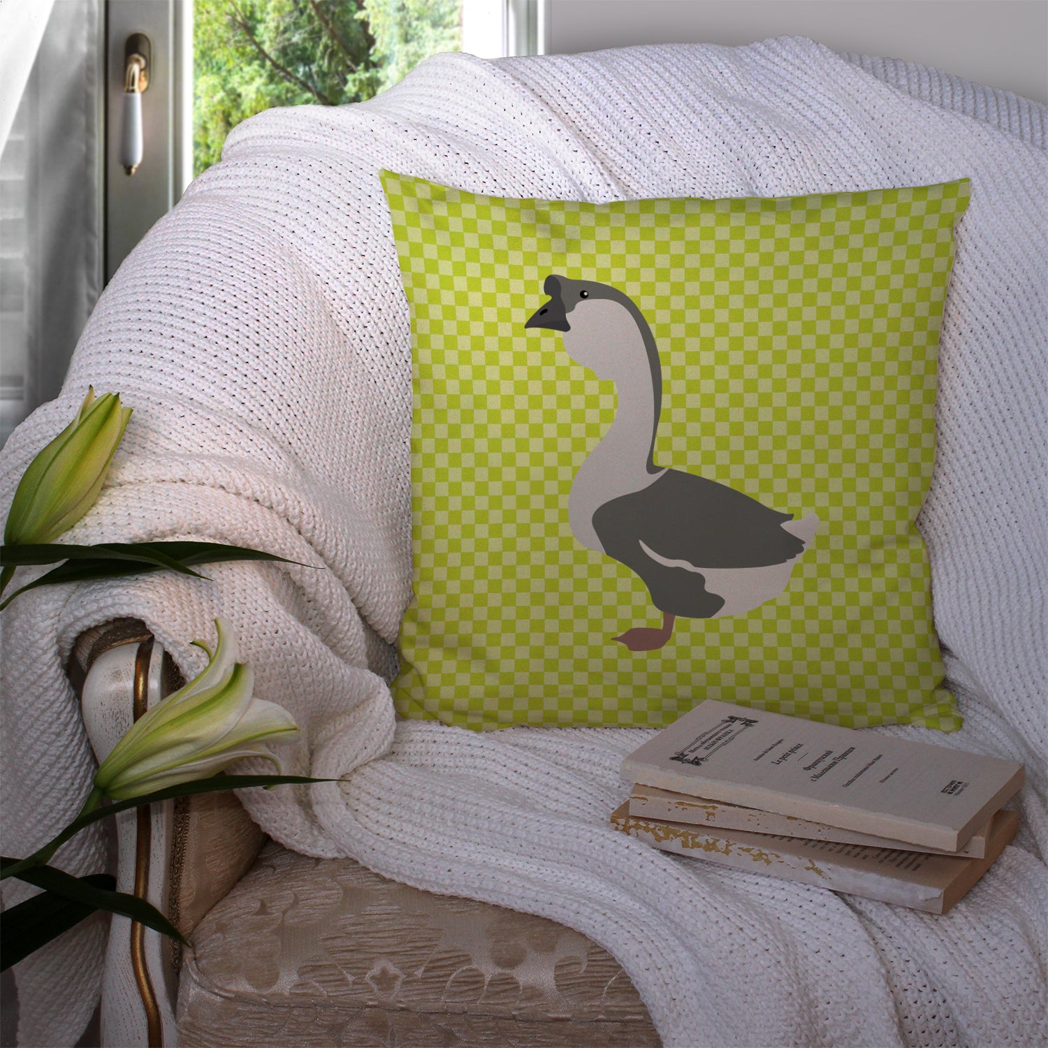 African Goose Green Fabric Decorative Pillow BB7725PW1414 - the-store.com