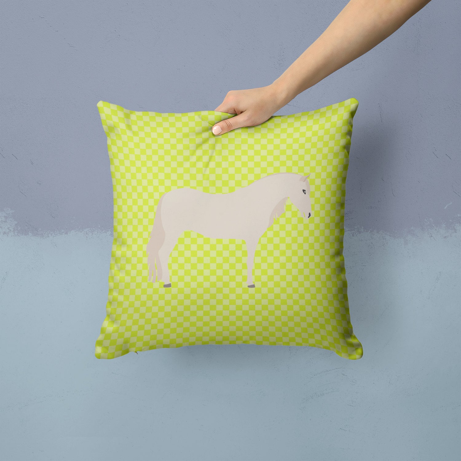 Paso Fino Horse Green Fabric Decorative Pillow BB7731PW1414 - the-store.com