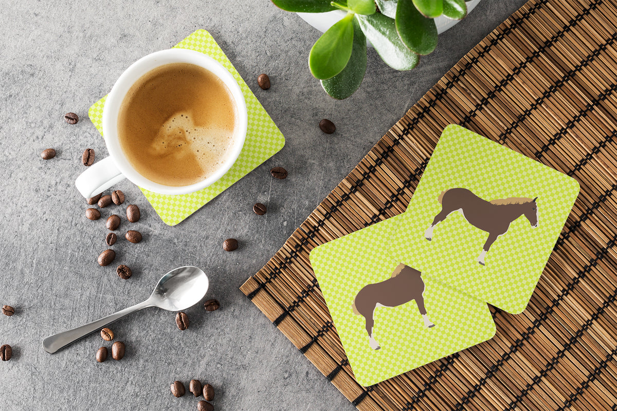 Caroline's Treasures Percheron Horse Green Foam Coaster BB7732FC