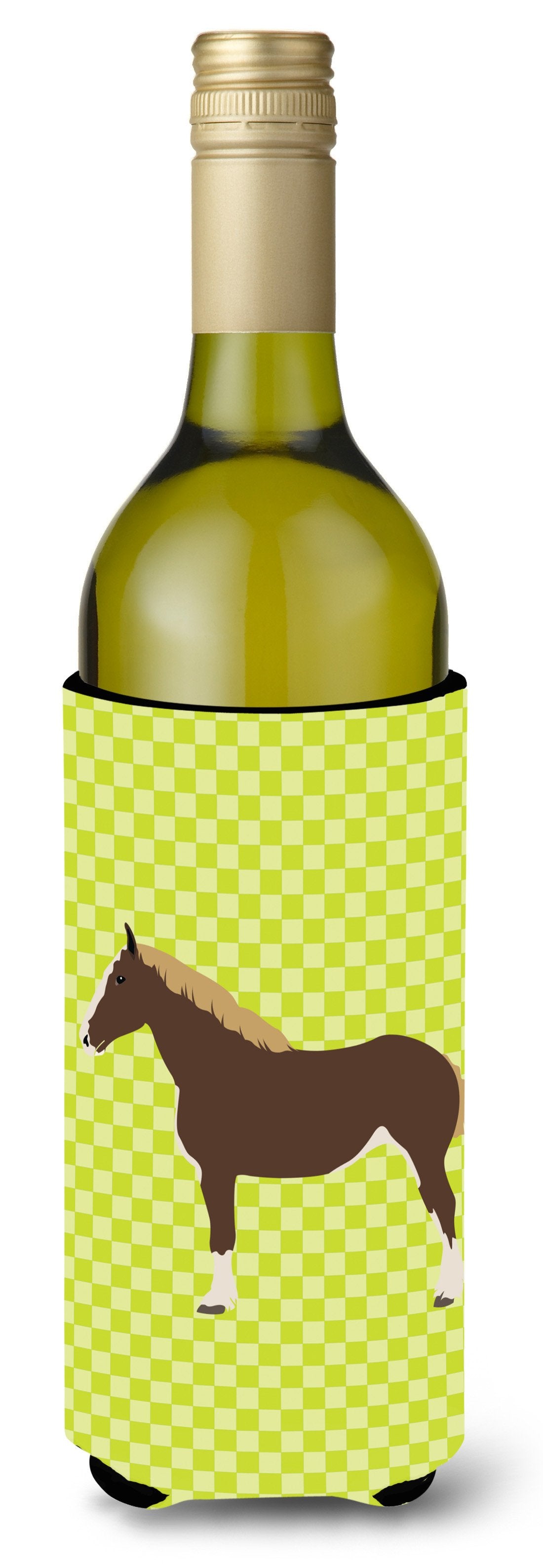 Percheron Horse Green Wine Bottle Beverge Insulator Hugger BB7732LITERK by Caroline&#39;s Treasures