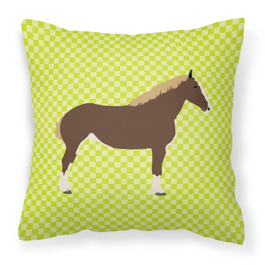 Percheron Horse Green Fabric Decorative Pillow BB7732PW1818 by Caroline&#39;s Treasures