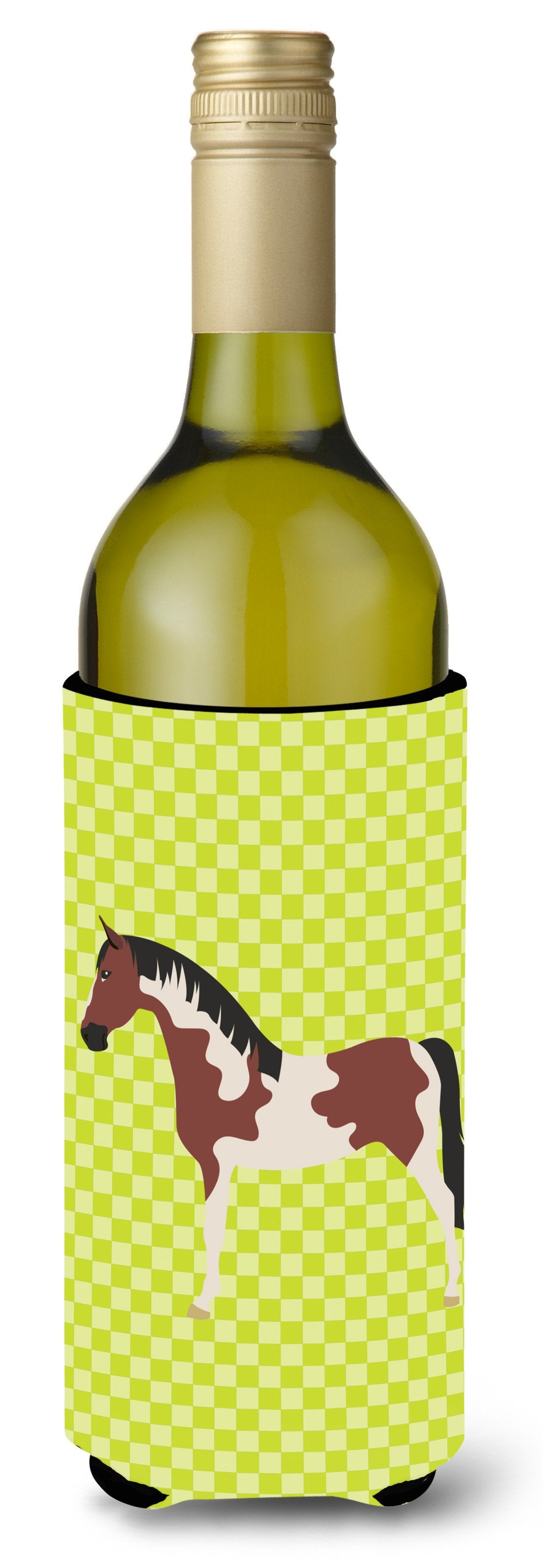 Pinto Horse Green Wine Bottle Beverge Insulator Hugger BB7733LITERK by Caroline&#39;s Treasures