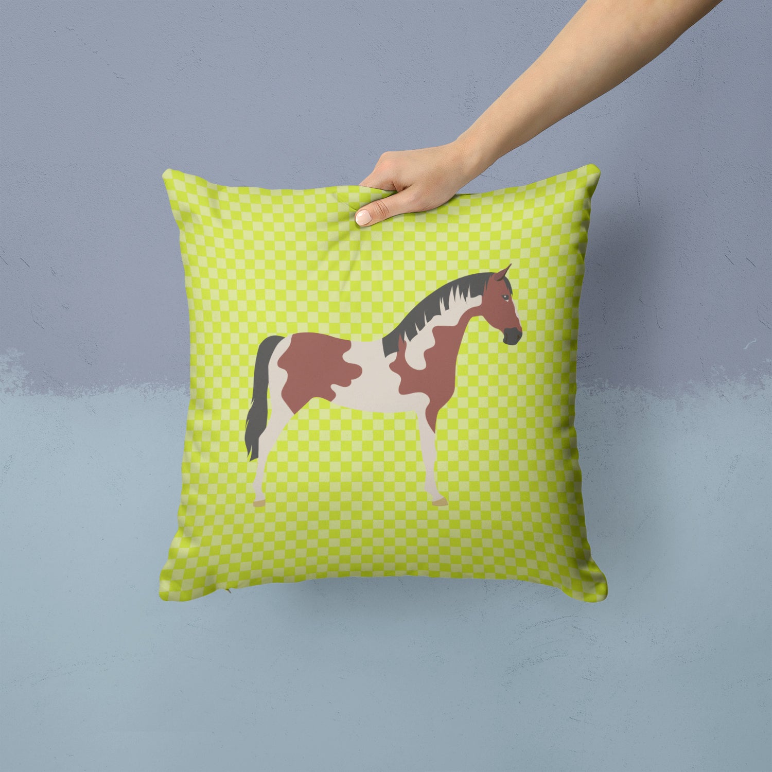 Pinto Horse Green Fabric Decorative Pillow BB7733PW1414 - the-store.com