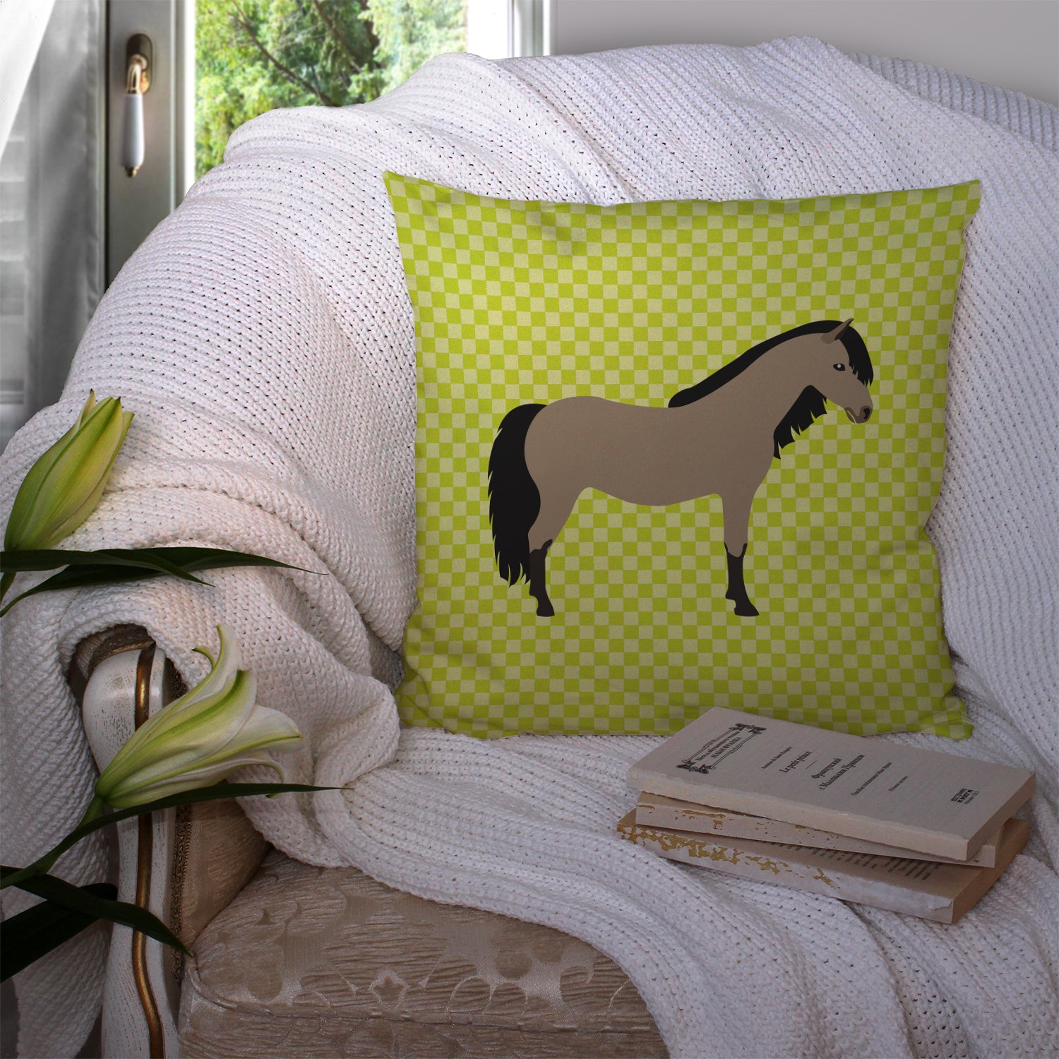 Welsh Pony Horse Green Fabric Decorative Pillow BB7736PW1414 - the-store.com