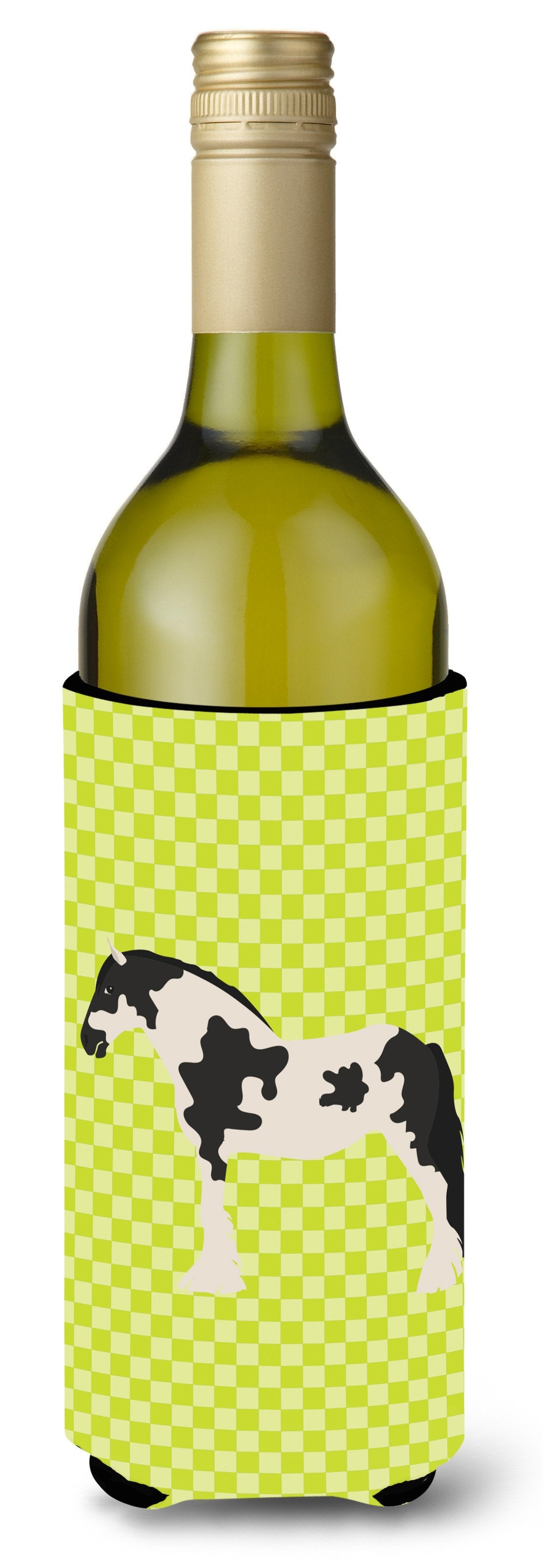 Cyldesdale Horse Green Wine Bottle Beverge Insulator Hugger BB7738LITERK by Caroline&#39;s Treasures