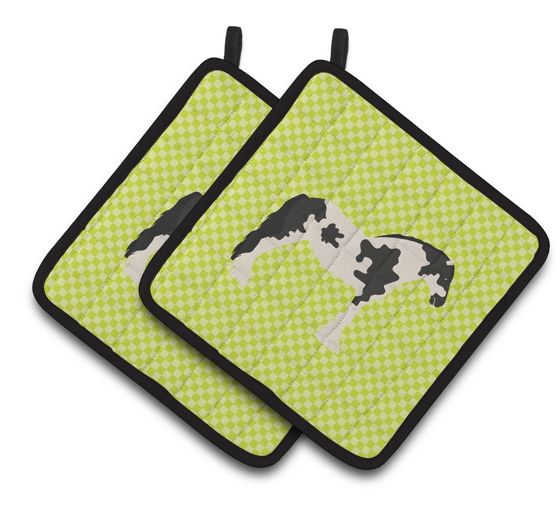 Cyldesdale Horse Green Pair of Pot Holders BB7738PTHD by Caroline&#39;s Treasures