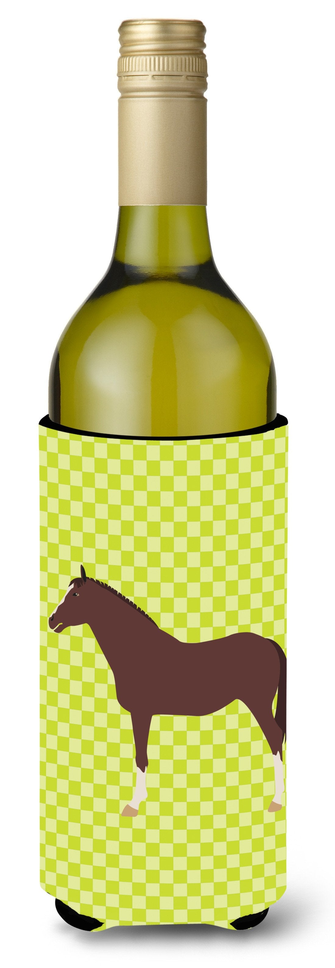 English Thoroughbred Horse Green Wine Bottle Beverge Insulator Hugger BB7739LITERK by Caroline&#39;s Treasures
