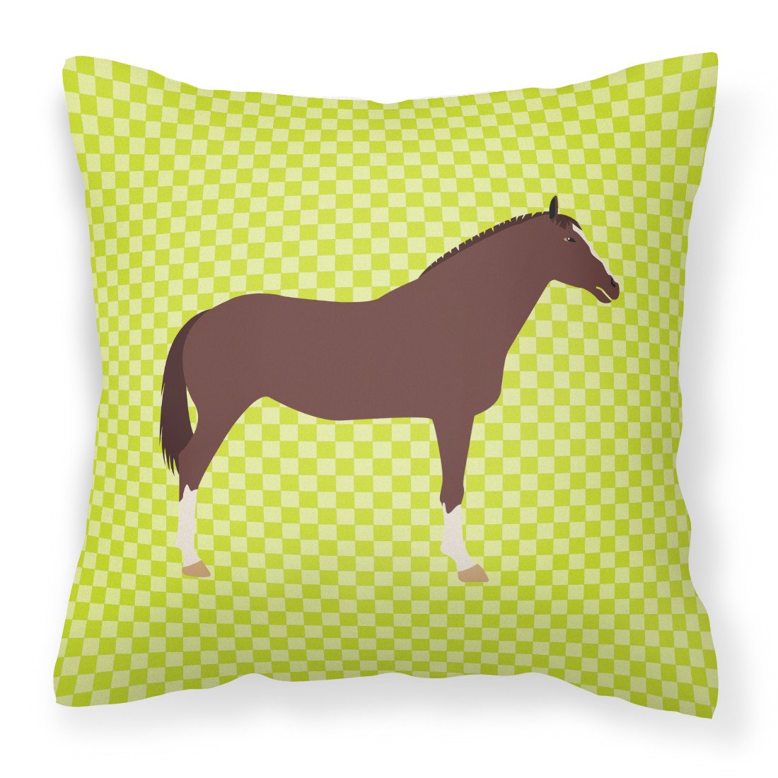 English Thoroughbred Horse Green Fabric Decorative Pillow BB7739PW1818 by Caroline&#39;s Treasures