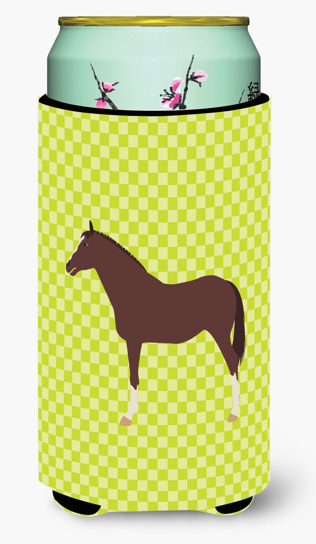 English Thoroughbred Horse Green Tall Boy Beverage Insulator Hugger BB7739TBC by Caroline&#39;s Treasures