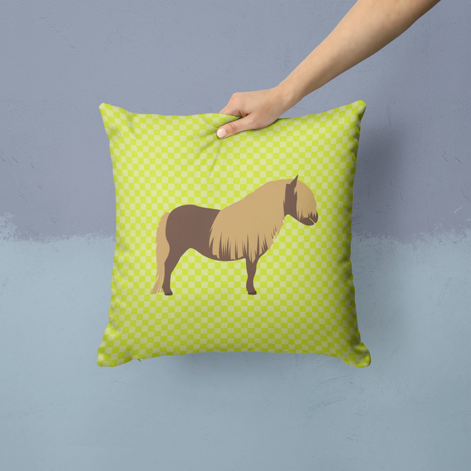 Shetland Pony Horse Green Fabric Decorative Pillow BB7740PW1414 - the-store.com