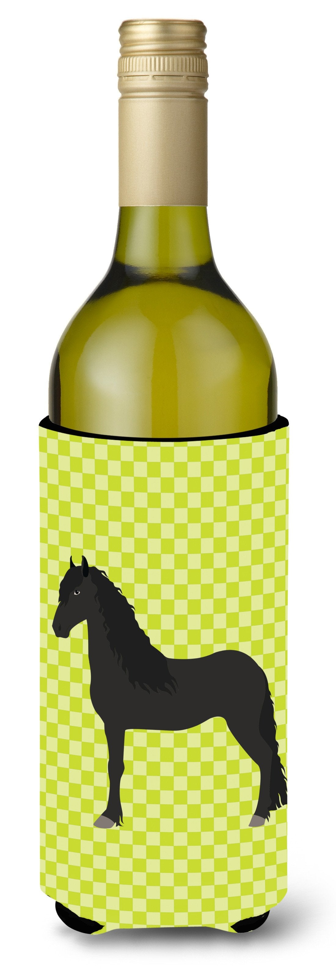 Friesian Horse Green Wine Bottle Beverge Insulator Hugger BB7741LITERK by Caroline&#39;s Treasures