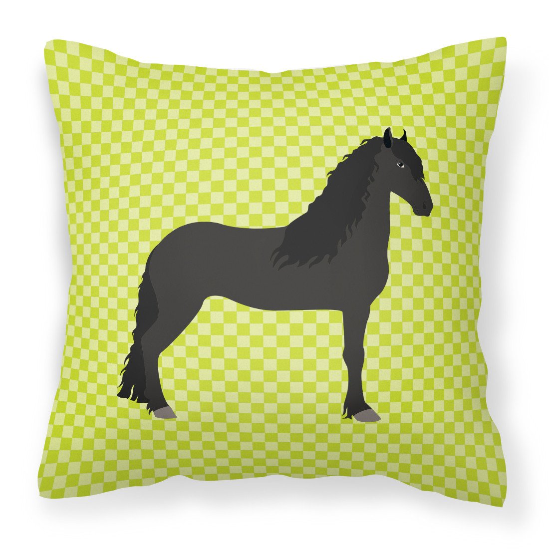 Friesian Horse Green Fabric Decorative Pillow BB7741PW1818 by Caroline&#39;s Treasures