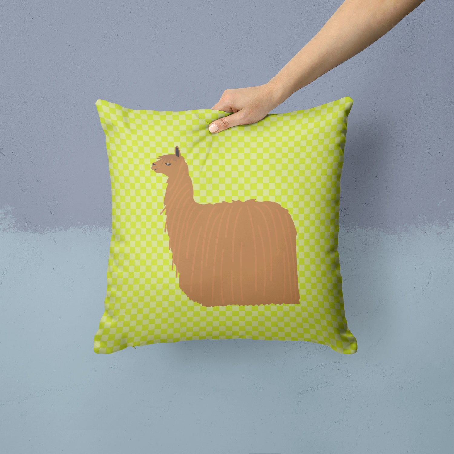 Alpaca Suri Green Fabric Decorative Pillow BB7746PW1414 - the-store.com