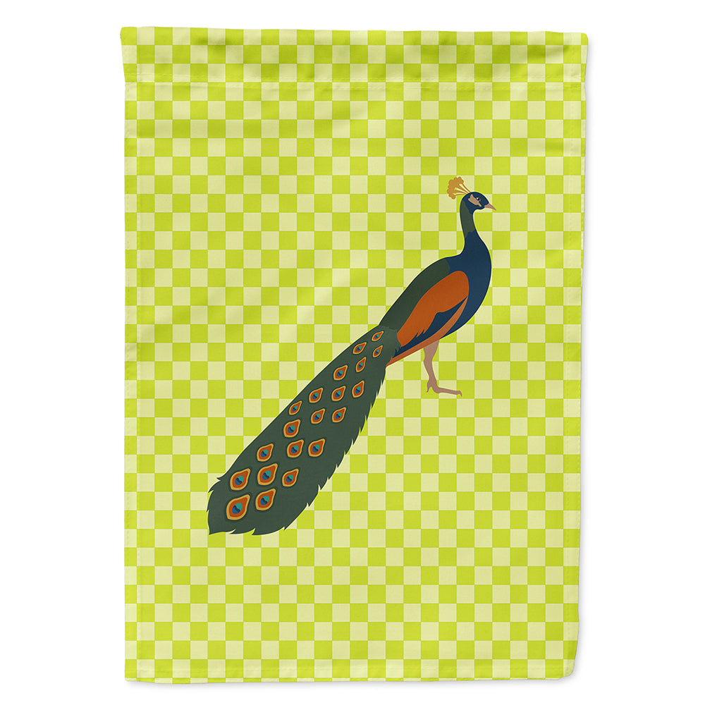 Indian Peacock Peafowl Green Flag Canvas House Size BB7751CHF