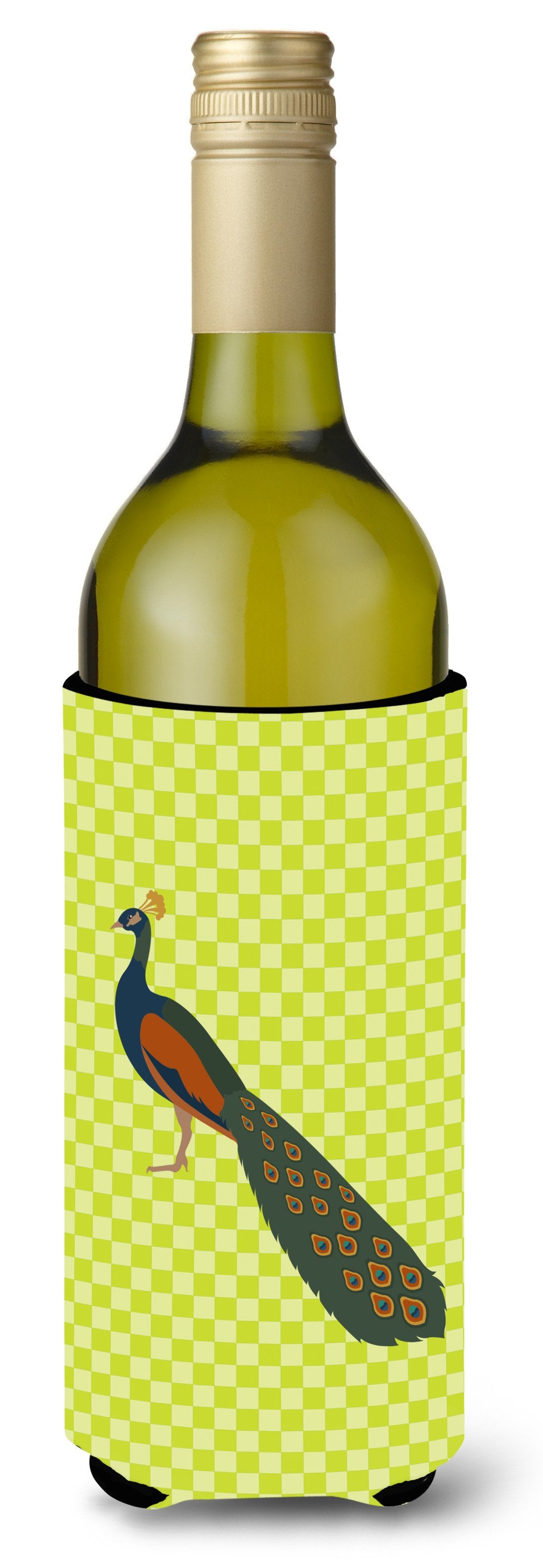 Indian Peacock Peafowl Green Wine Bottle Beverge Insulator Hugger BB7751LITERK by Caroline&#39;s Treasures