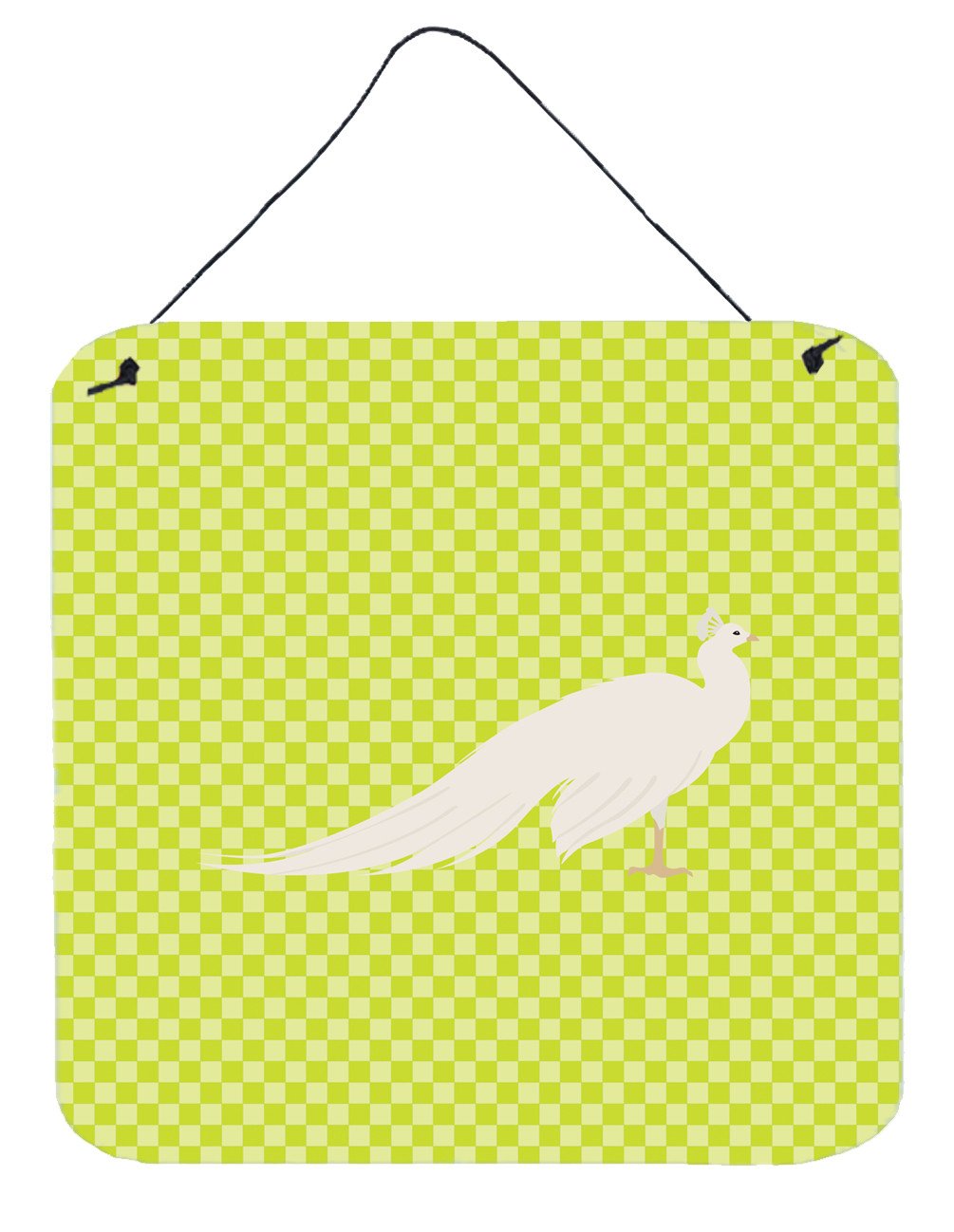 White Peacock Peafowl Green Wall or Door Hanging Prints BB7752DS66 by Caroline's Treasures