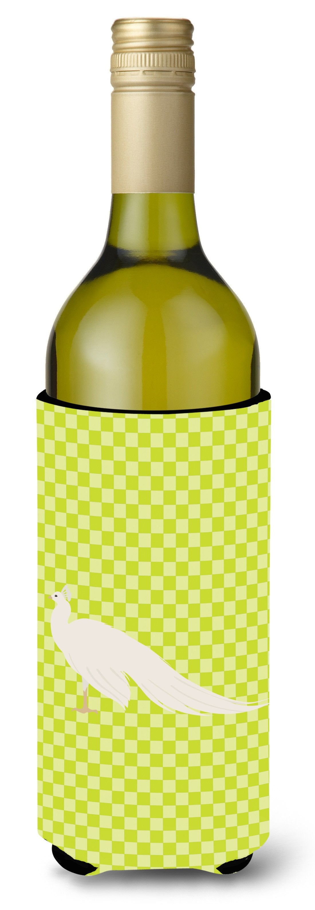White Peacock Peafowl Green Wine Bottle Beverge Insulator Hugger BB7752LITERK by Caroline&#39;s Treasures