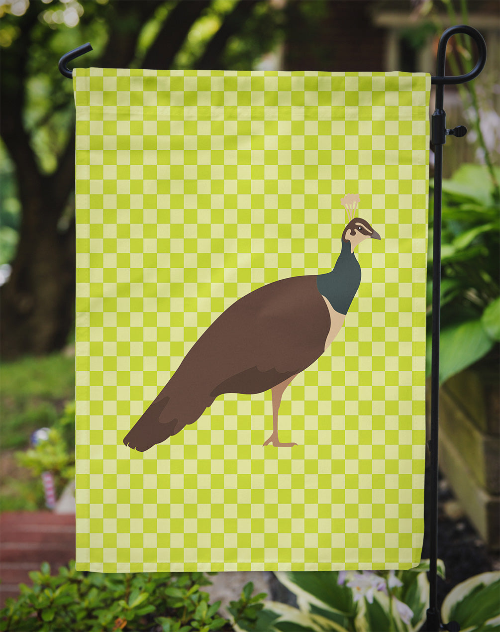 Indian Peahen Peafowl Green Flag Garden Size  the-store.com.