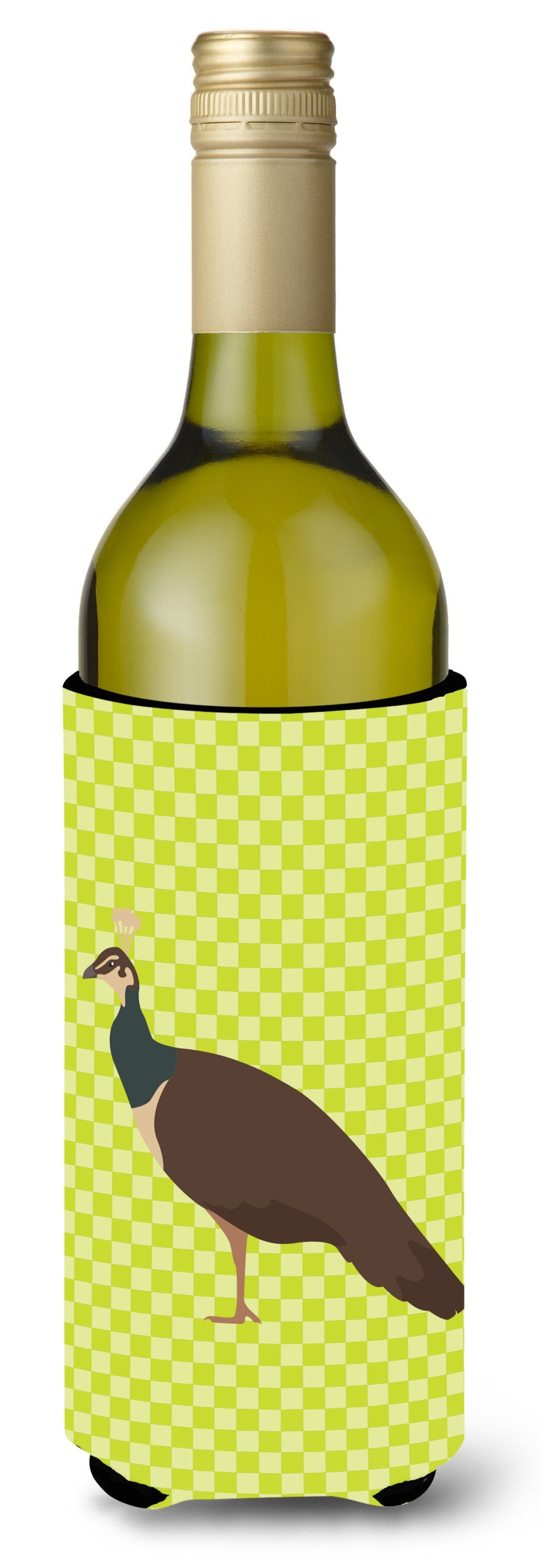 Indian Peahen Peafowl Green Wine Bottle Beverge Insulator Hugger BB7753LITERK by Caroline's Treasures