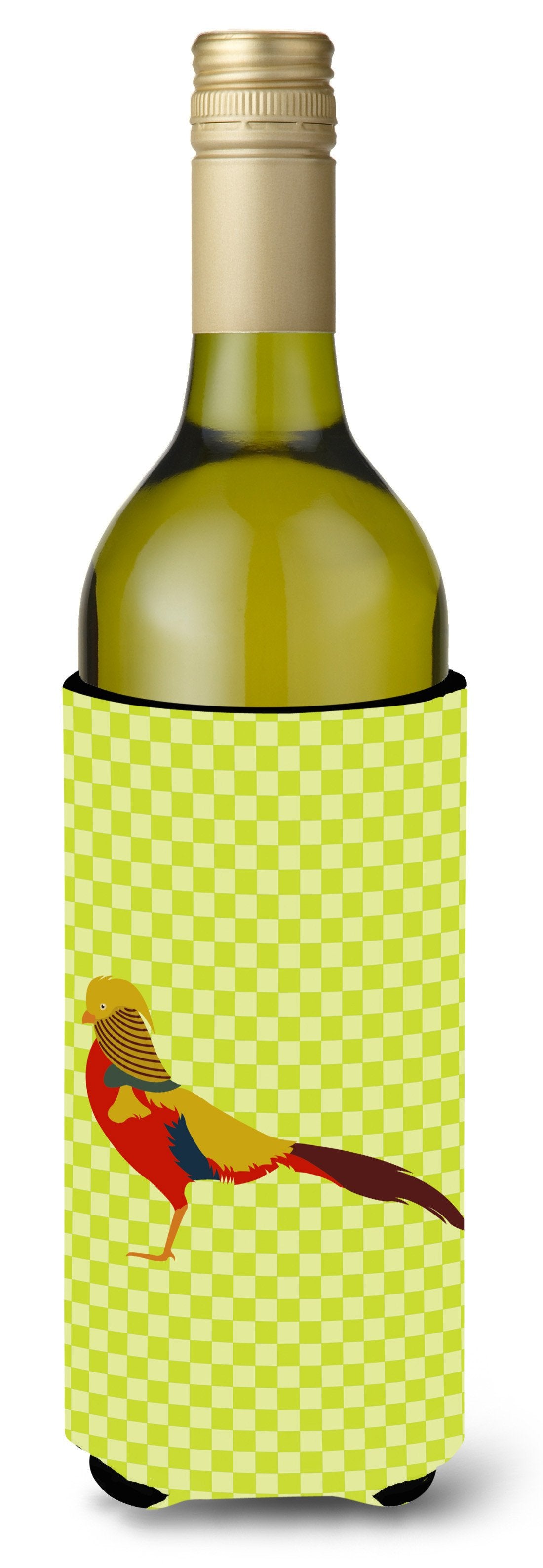 Golden or Chinese Pheasant Green Wine Bottle Beverge Insulator Hugger BB7754LITERK by Caroline&#39;s Treasures