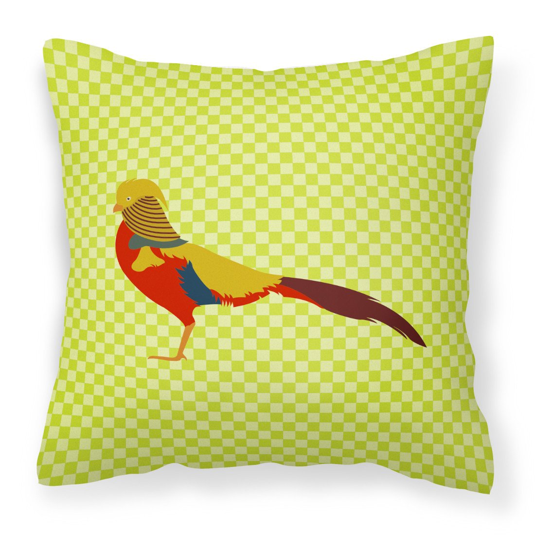 Golden or Chinese Pheasant Green Fabric Decorative Pillow BB7754PW1818 by Caroline&#39;s Treasures