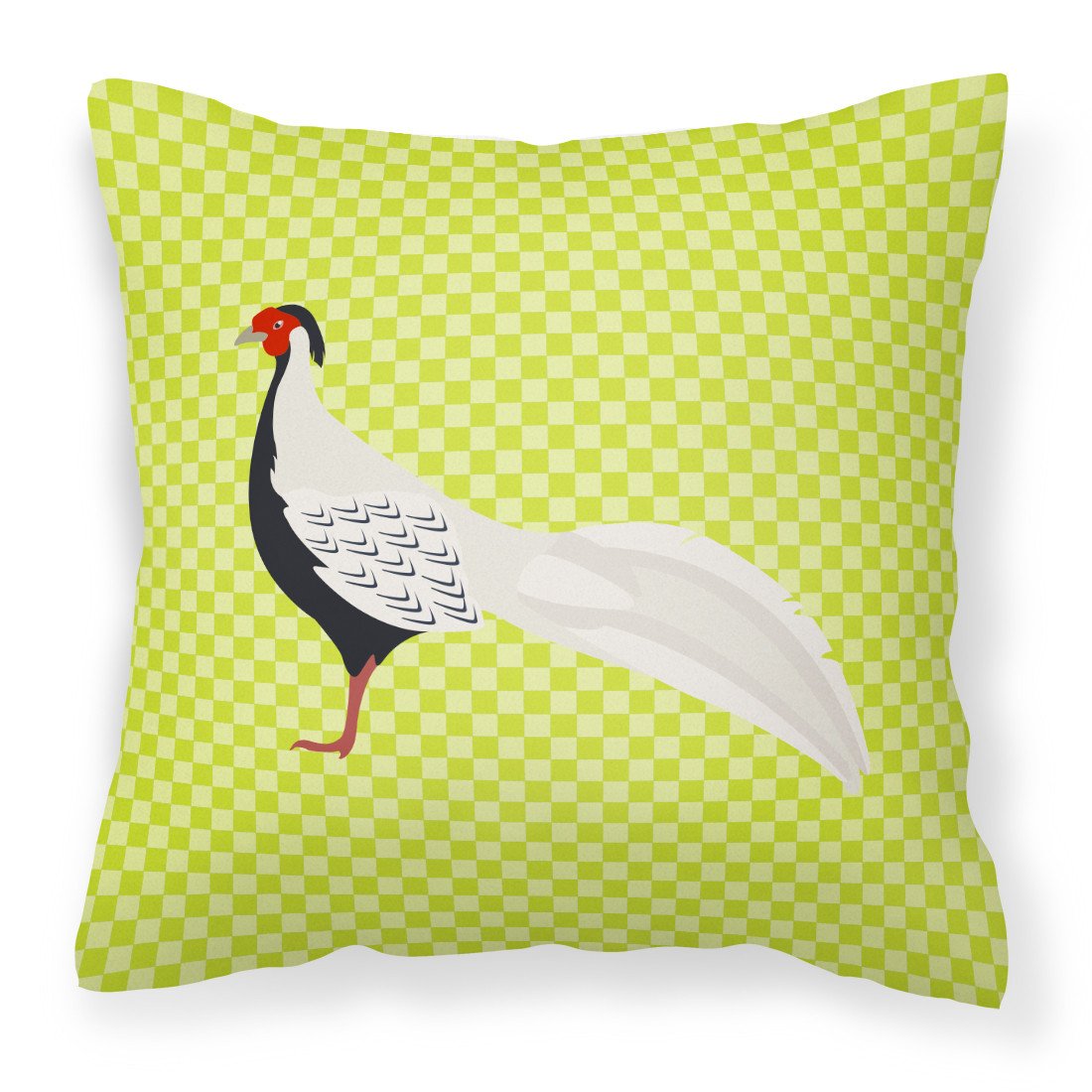 Silver Pheasant Green Fabric Decorative Pillow BB7755PW1818 by Caroline&#39;s Treasures