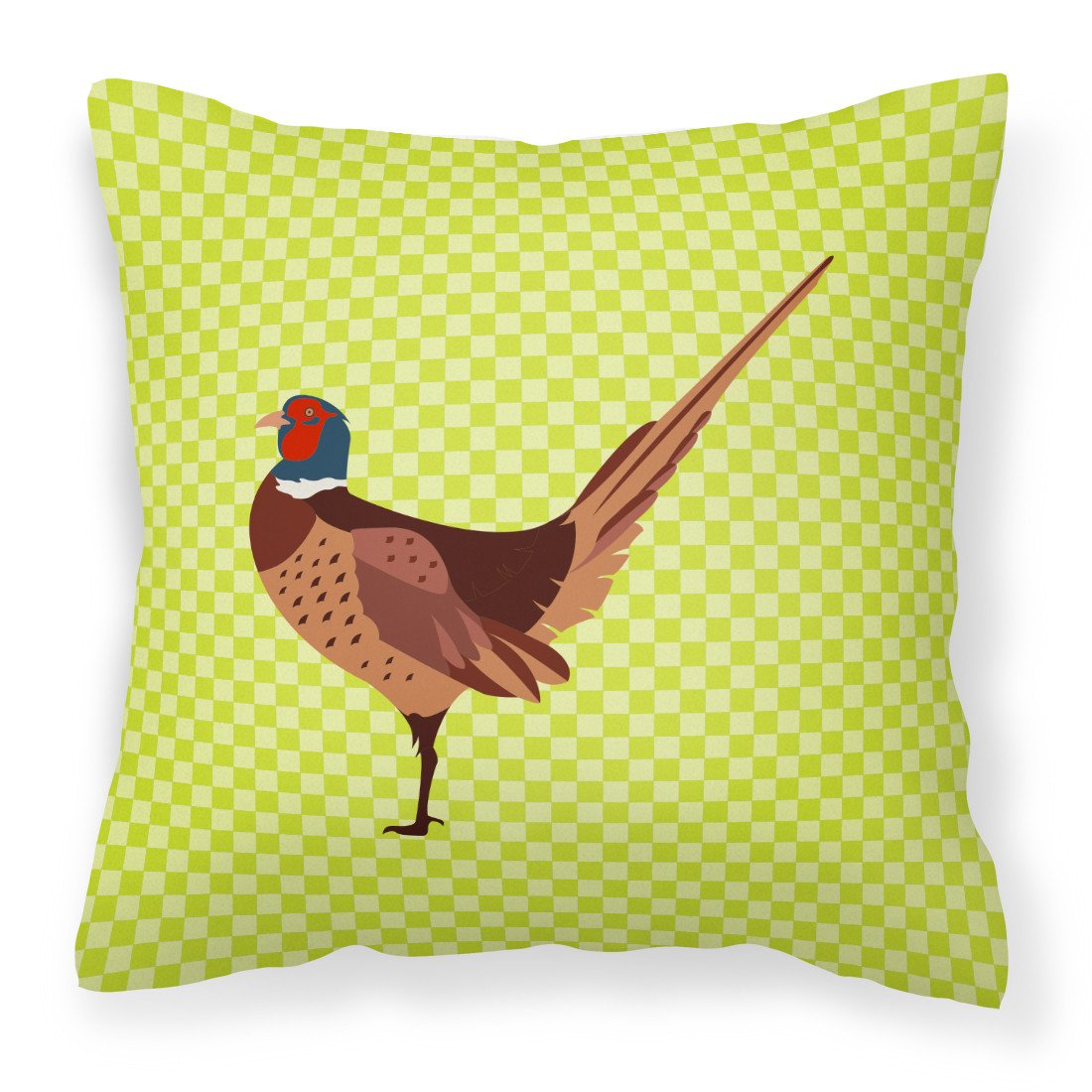 Ring-necked Common Pheasant Green Fabric Decorative Pillow BB7756PW1818 by Caroline&#39;s Treasures