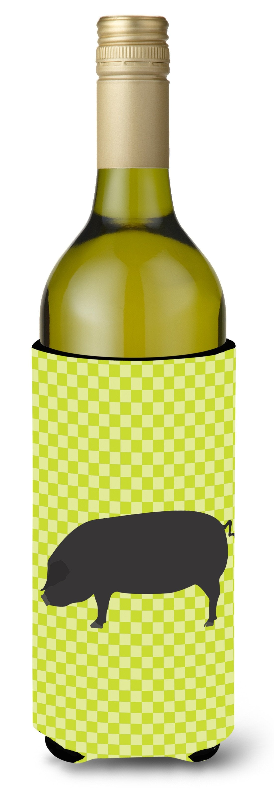 Devon Large Black Pig Green Wine Bottle Beverge Insulator Hugger BB7757LITERK by Caroline's Treasures