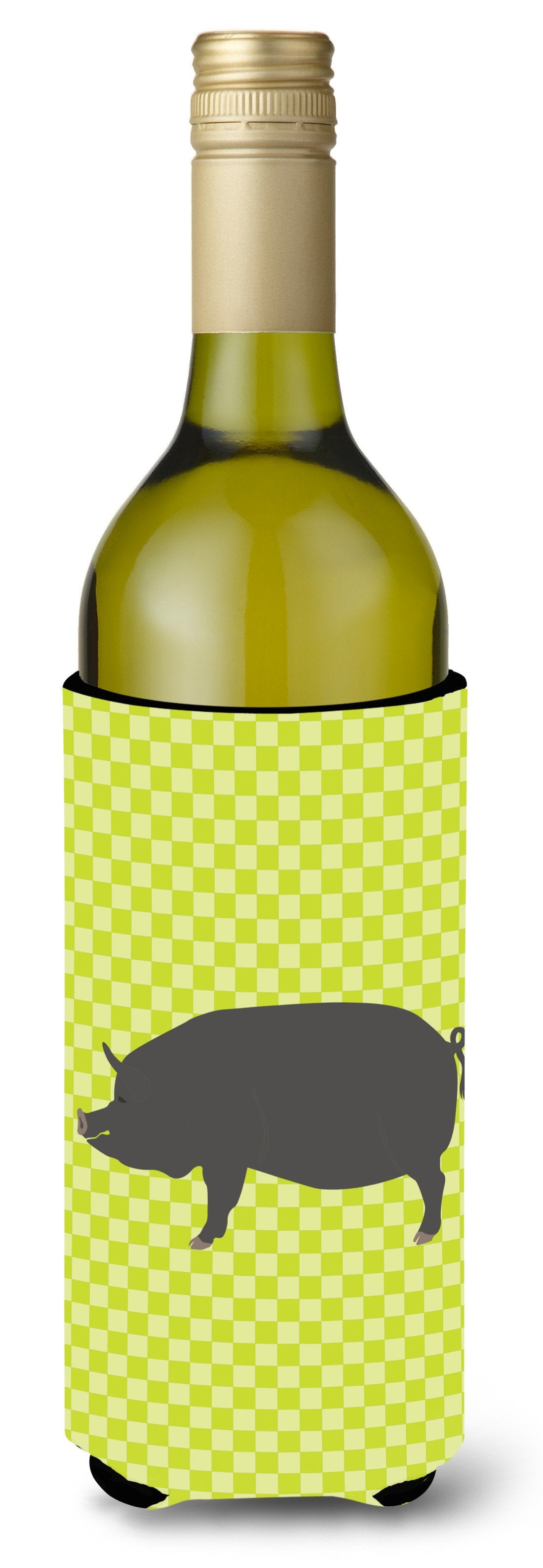 Berkshire Pig Green Wine Bottle Beverge Insulator Hugger BB7759LITERK by Caroline&#39;s Treasures