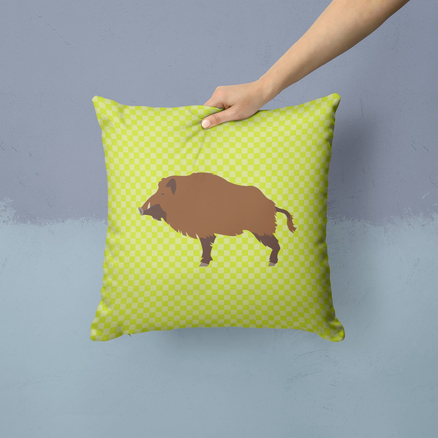 Wild Boar Pig Green Fabric Decorative Pillow BB7762PW1414 - the-store.com