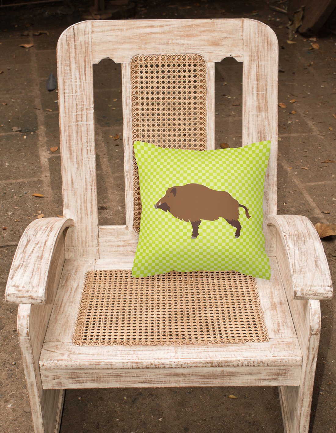 Wild Boar Pig Green Fabric Decorative Pillow BB7762PW1818 by Caroline's Treasures