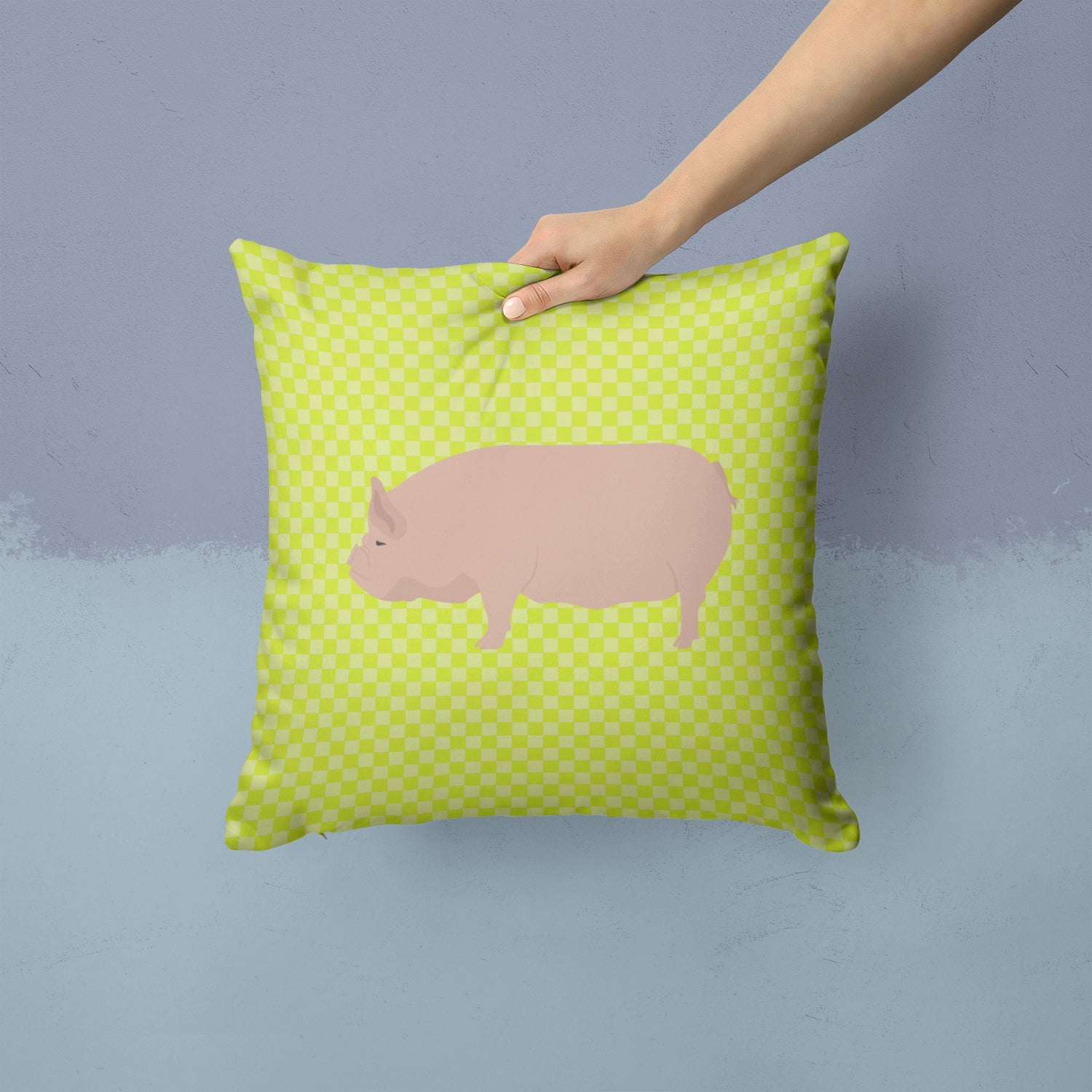 Welsh Pig Green Fabric Decorative Pillow BB7763PW1414 - the-store.com