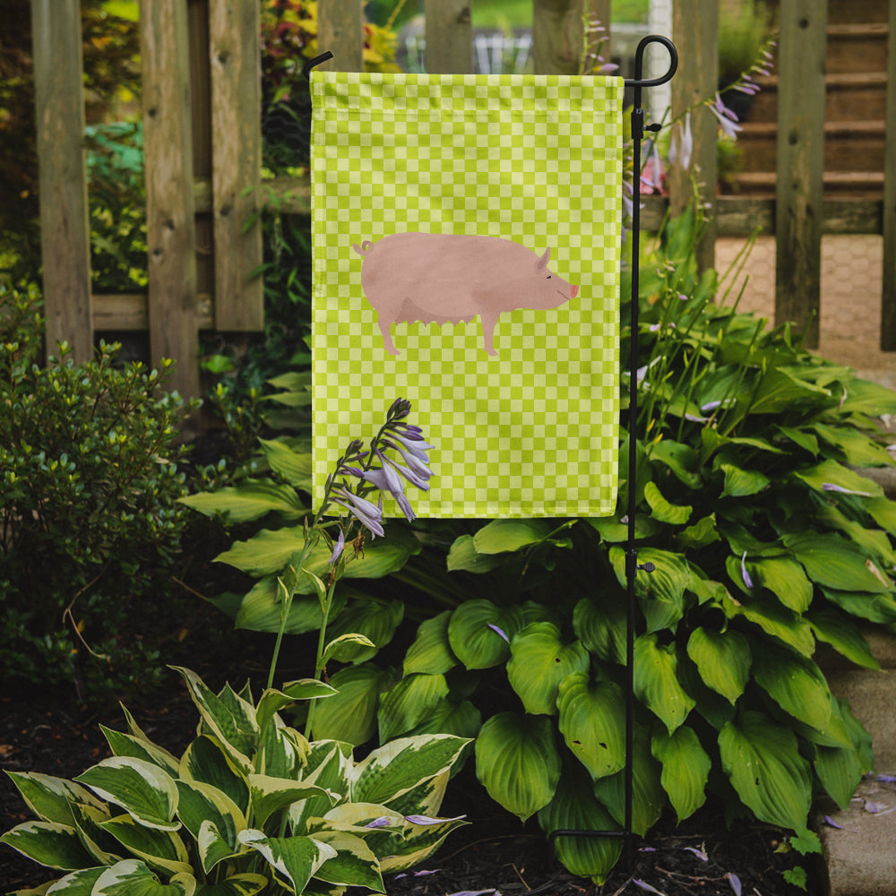 Caroline's Treasures English Large White Pig Green Garden Flag - Outdoor Decorative Yard Flag