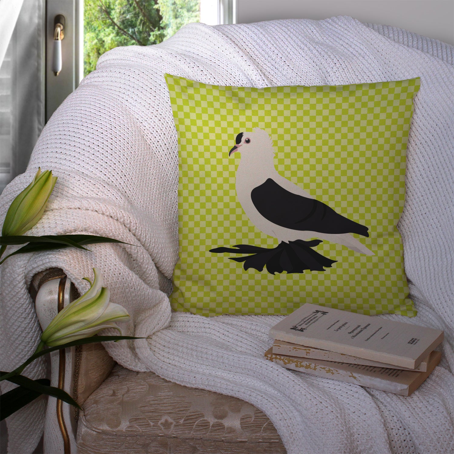 Saxon Fairy Swallow Pigeon Green Fabric Decorative Pillow BB7772PW1414 - the-store.com