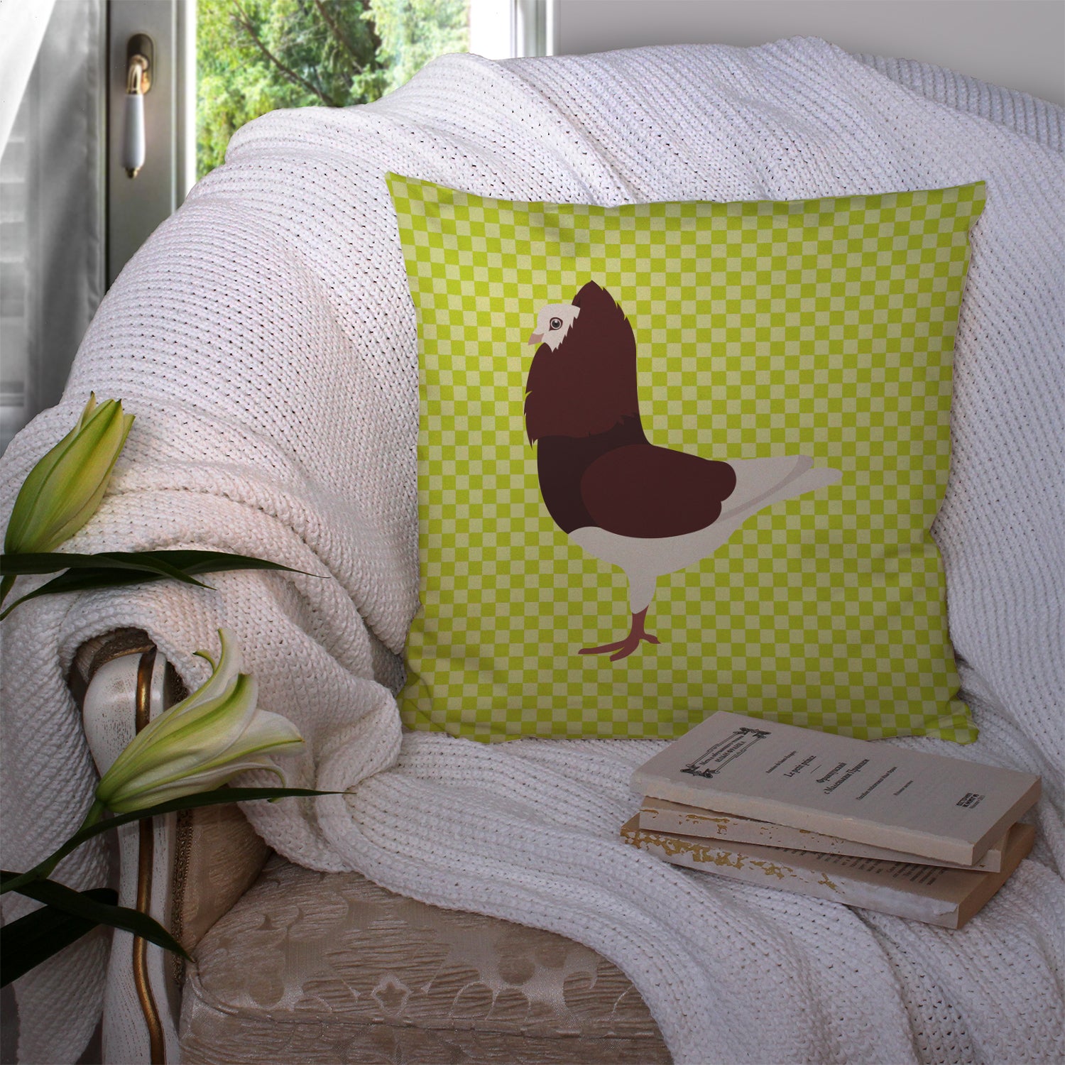 Capuchin Red Pigeon Green Fabric Decorative Pillow BB7774PW1414 - the-store.com