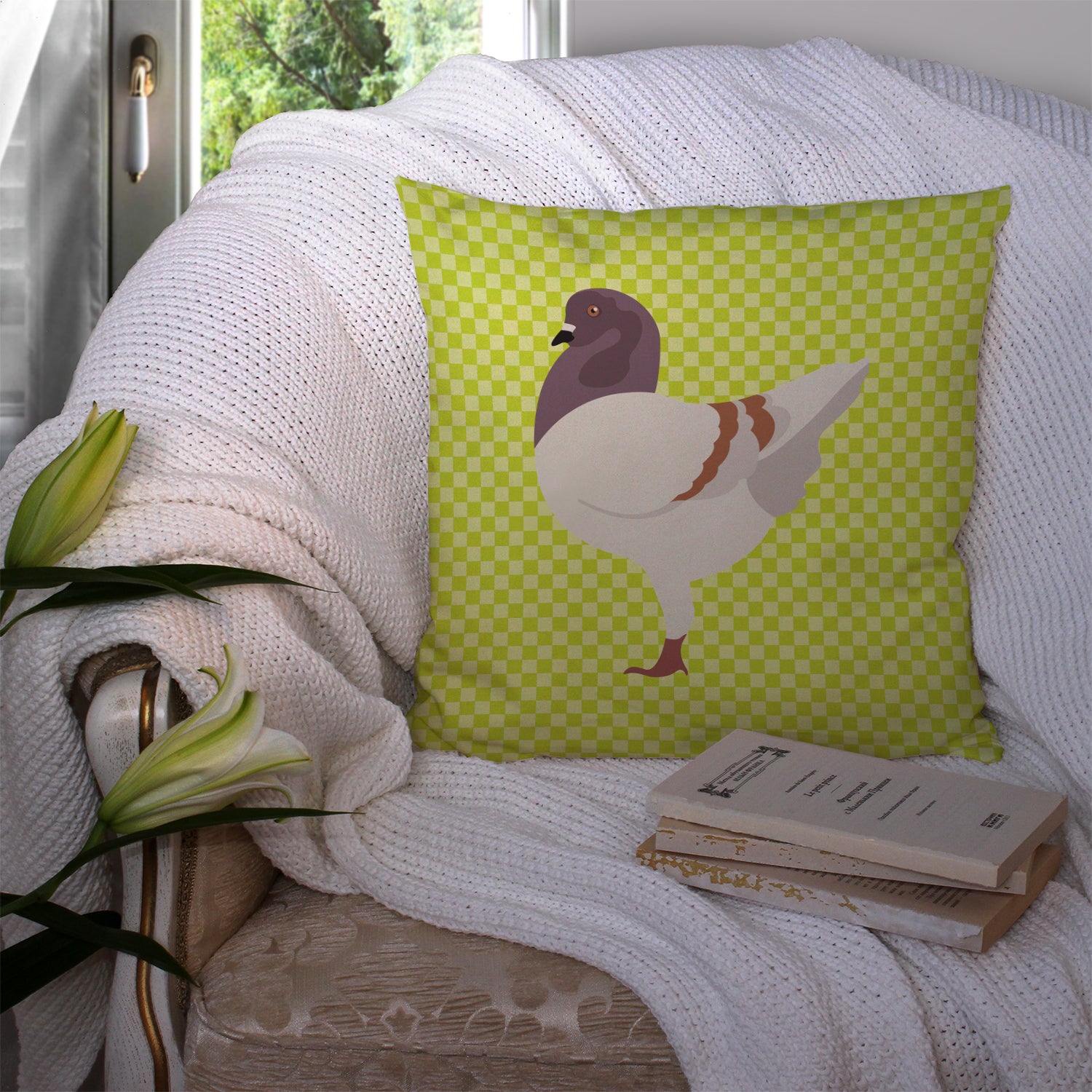 German Modena Pigeon Green Fabric Decorative Pillow BB7775PW1414 - the-store.com