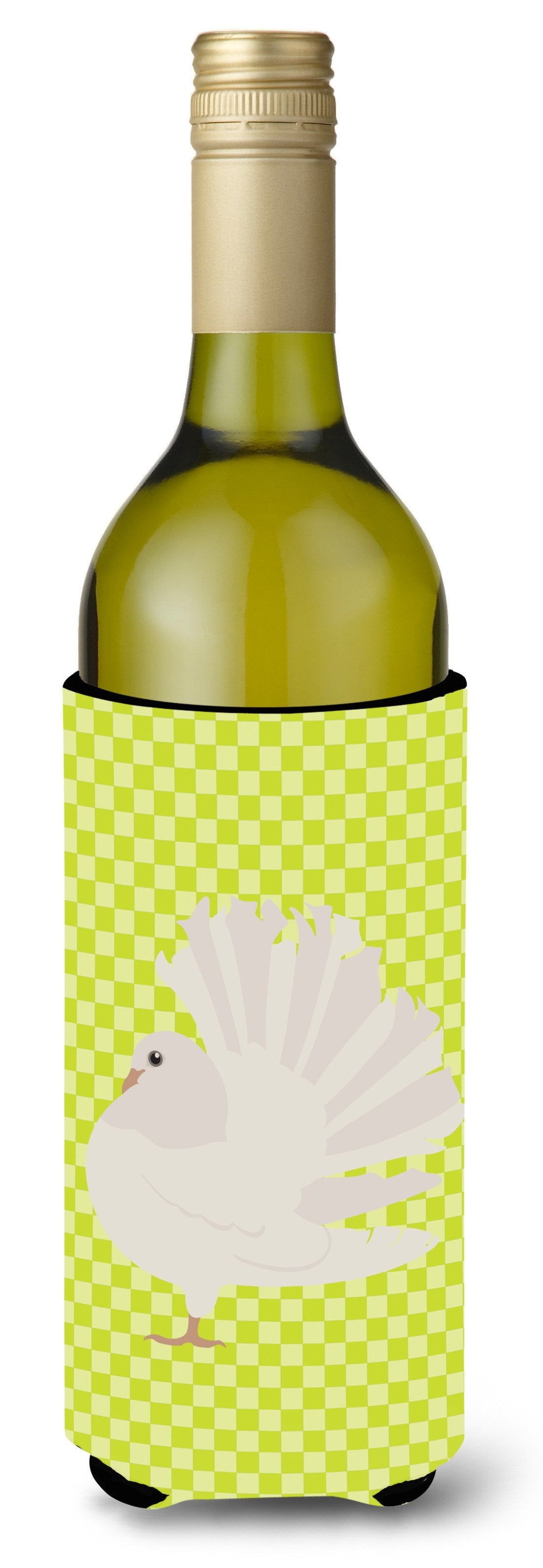 Silver Fantail Pigeon Green Wine Bottle Beverge Insulator Hugger BB7776LITERK by Caroline&#39;s Treasures